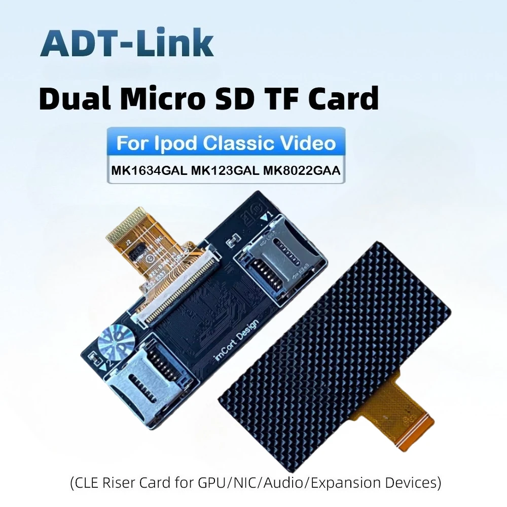 iFlash Dual Micro SD TF Card Adapter For iPod Classic 5th 6th 7th 7Gen Video SSD Replaceme MK8022GAA MK1634GAL MK1231GAL HDD IPC