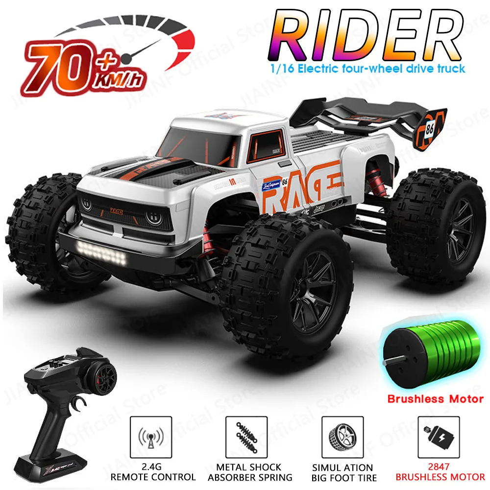 NEW Monster Truck1:16 70KM/H 4WD S910PRO RC Car With LED Remote Control Cars High Speed Drift for Kids VS Wltoys 144001 Toys