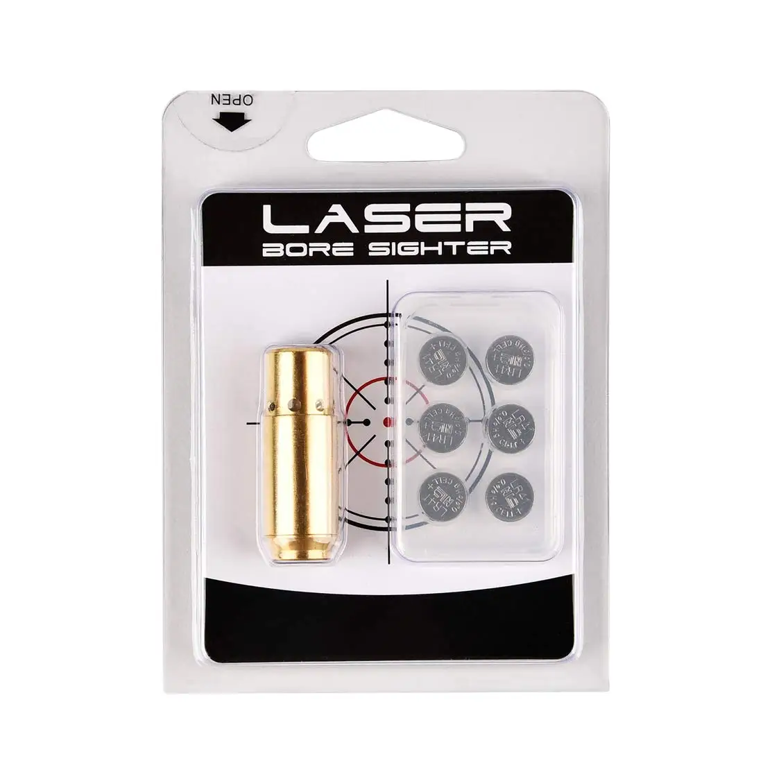 MidTen Bore Sight 45 acp Red Dot Boresighter with 6 Batteries Bullet Caps Tactical Hunting Collimator Universal Professional