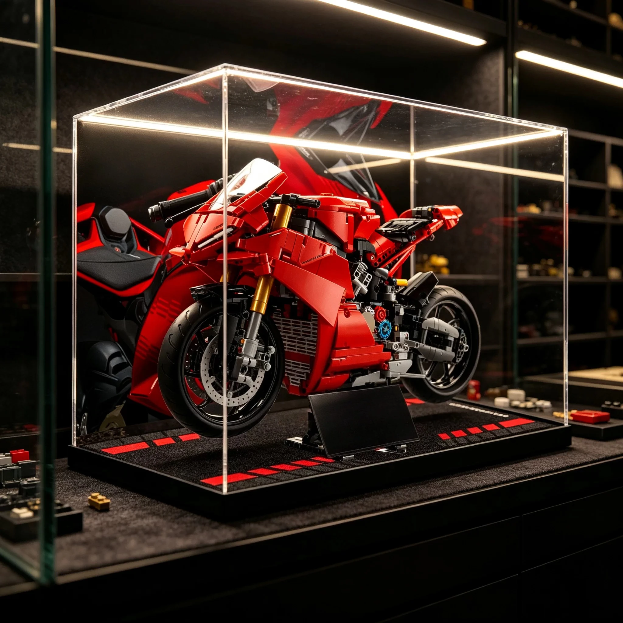 Clear Acrylic Display Case for LEGO 42202 Motorcycle – Dustproof High-Definition Storage Box