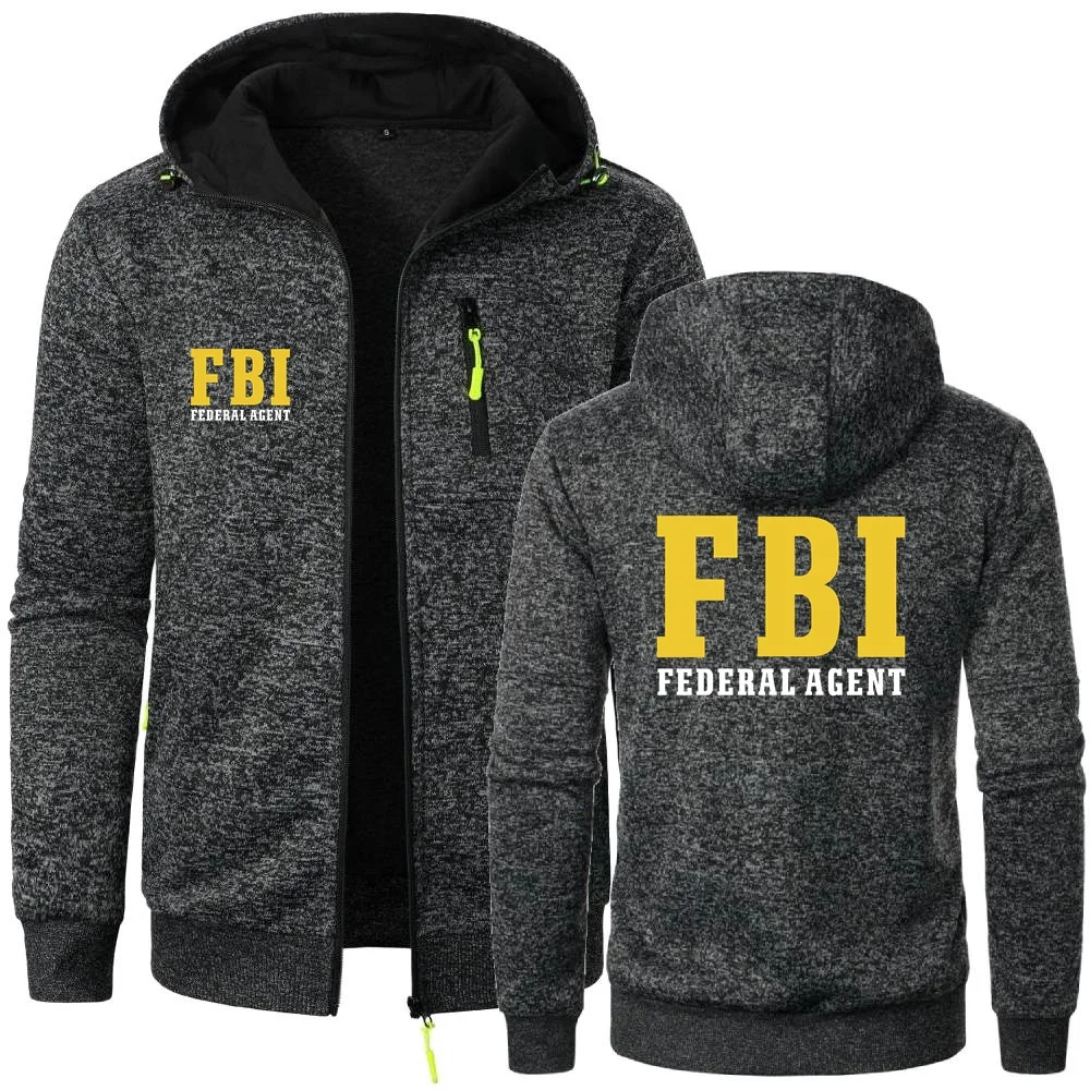 Men\'s Hoodies FBI Agent Secret Service Police CIA Staff Sweatshirts Cardigan Men Hooded Pullovers Outerwear Zipper Hoodies
