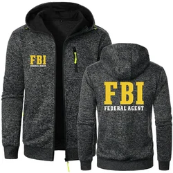 Men's Hoodies FBI Agent Secret Service Police CIA Staff Sweatshirts Cardigan Men Hooded Pullovers Outerwear Zipper Hoodies