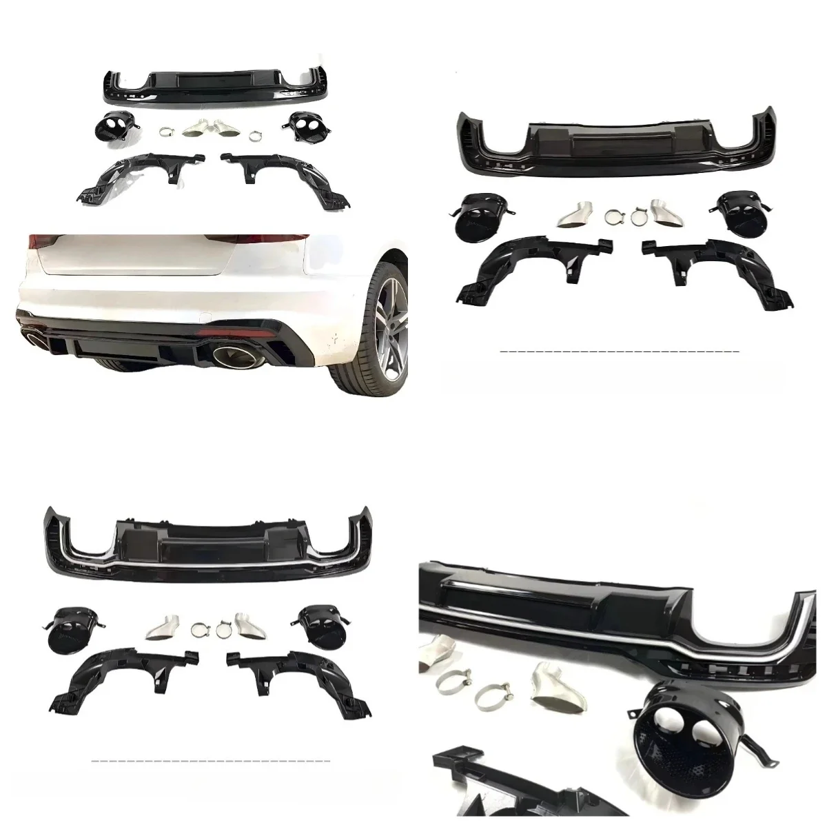 

BP Hot Sale A4 B9 Rear Diffuser for A4 Ordinary Sports Model Modified RS4 Rear Diffuser Exhaust Pipe PP Surrounding Kit