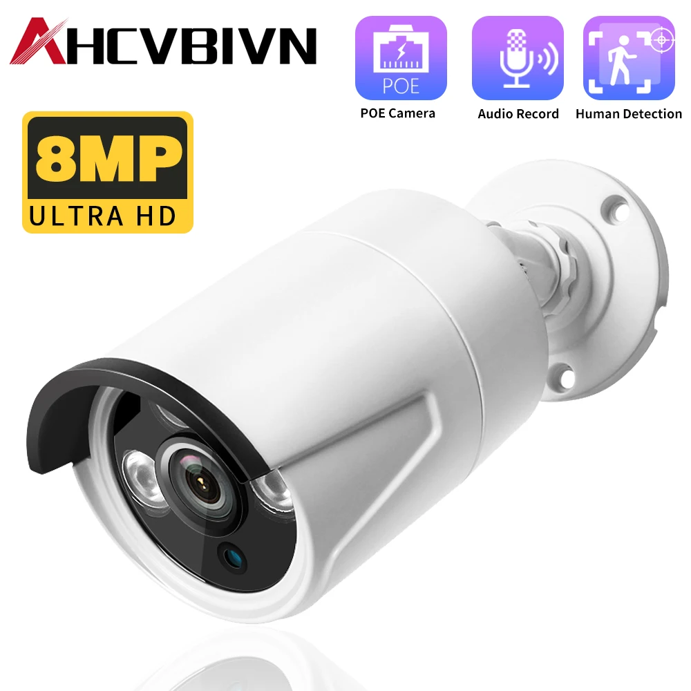 

4K 8MP Audio IP Security Monitoring POE Camera Outdoor Waterproof Motion Detection CCTV Camera P2P Video NVR Video Surveillance