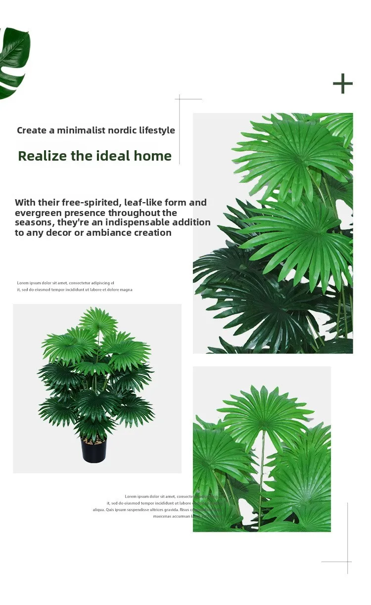 LMM Simulation Green Plant Palm False Tree Fan Sunflower Leaf Large Floor Potted Plant