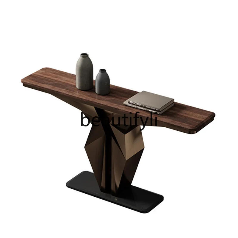 

North American black walnut entrance table Italian light luxury art modern simple entrance table