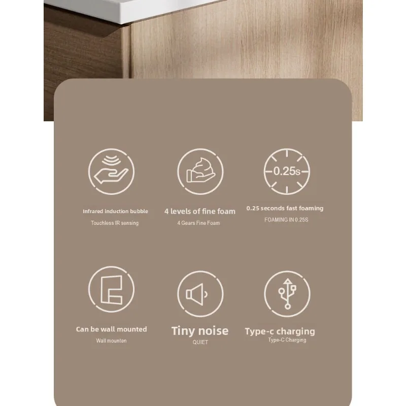 Wall Mounted Vertical Smart Sensor Foam Dispenser Rechargeable Multi-speed Contactless Hand Washer for Home Hotel Soap Dispenser