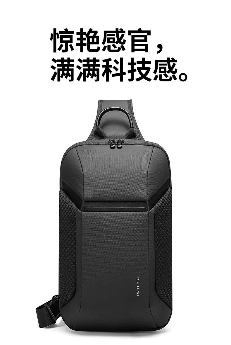 BANGE Multi Functional Anti-theft Shoulder Bags Men's Oxford Crossbody Bag Short Trip Messenger USB Charging Chest Bag Pack