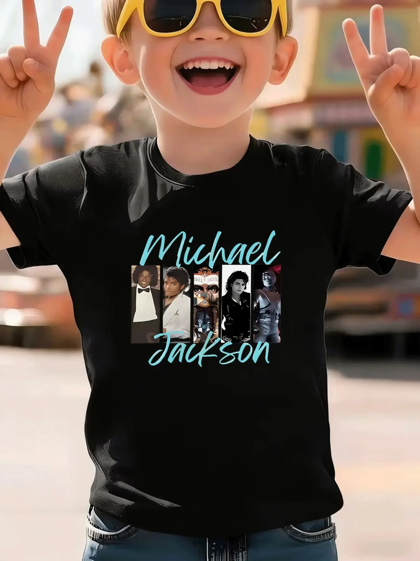 1pc Michael Jackson Multi Era Collage Cotton T shirt Unisex Men Women Kids Streetwear Casual Short Sleeve Tops Fashion