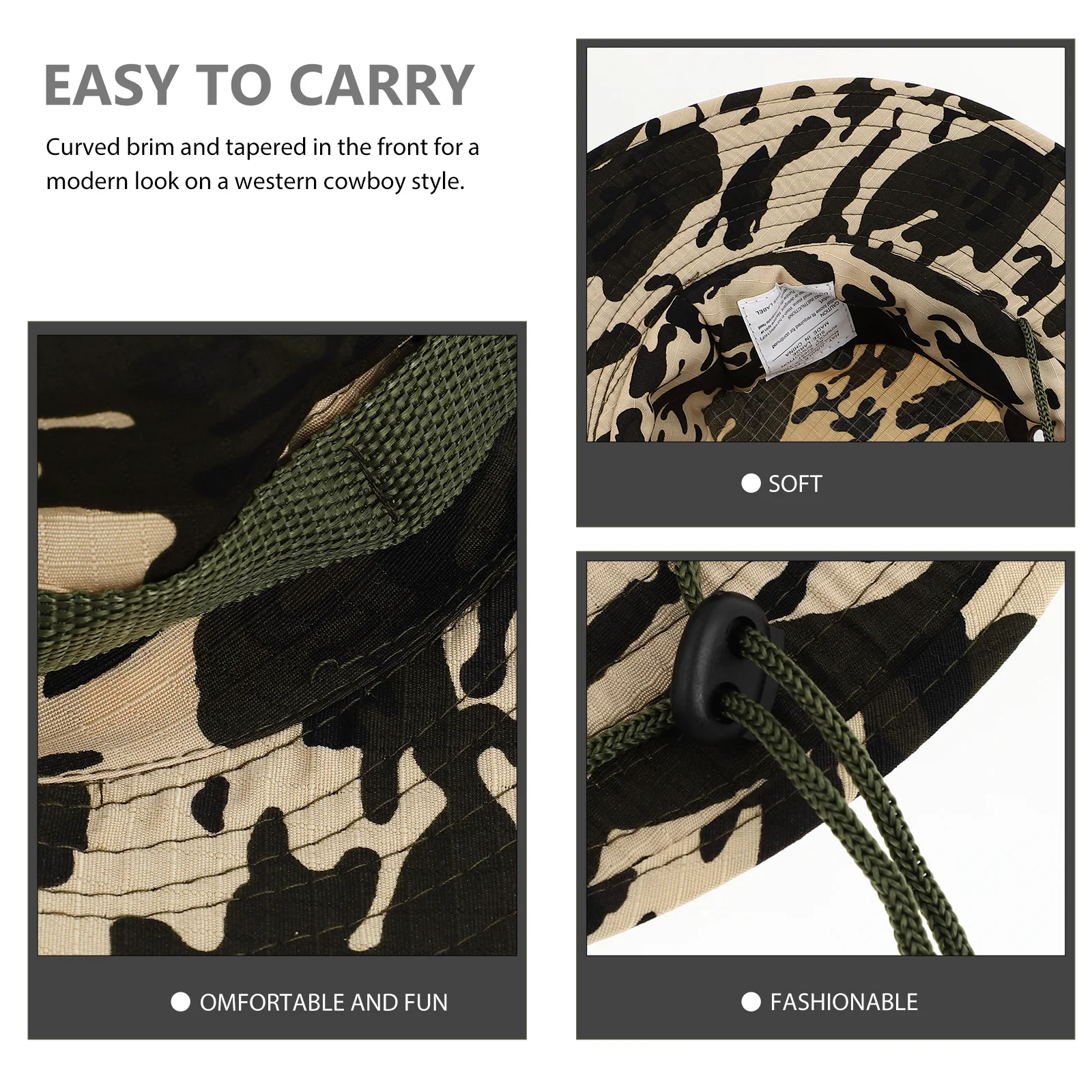 

1Pcs Camo Fisherman Hat Outdoor Sun Protection Wide Brim Uv Resistant Breathable Lightweight Adjustable Sun Hat for Fishing