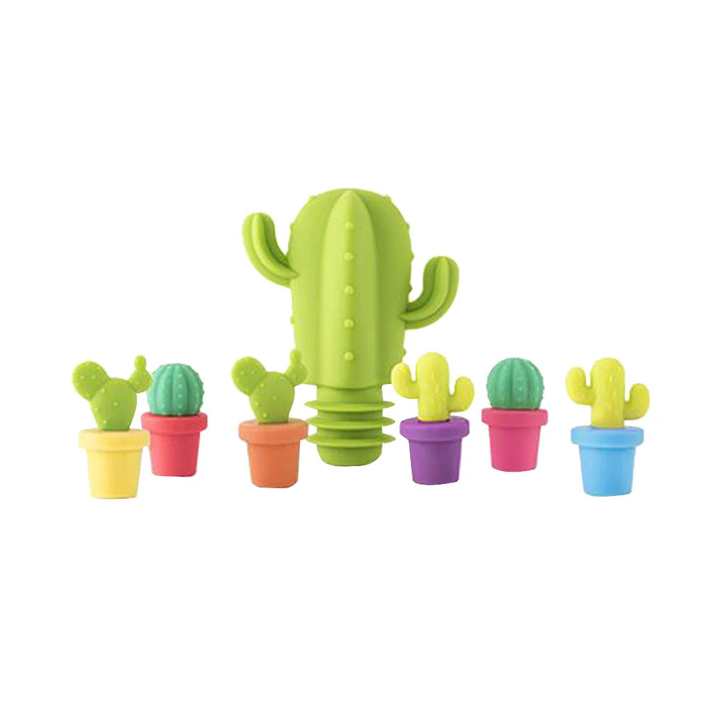 Bottle Stopper Plug Birthday Stoppers Saver Cork Cactus Shaped Bar Preservation Tool Silicone Beverage Glass