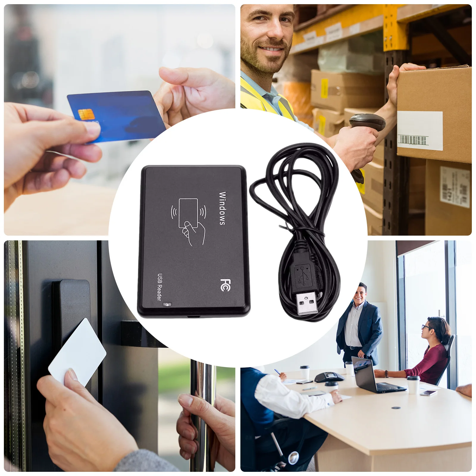 RFID IC Card Reader 13.56MHz Access Control Encrypted Programmer with LED Indicator/Buzzer Compatible for Windows Linux MacOS