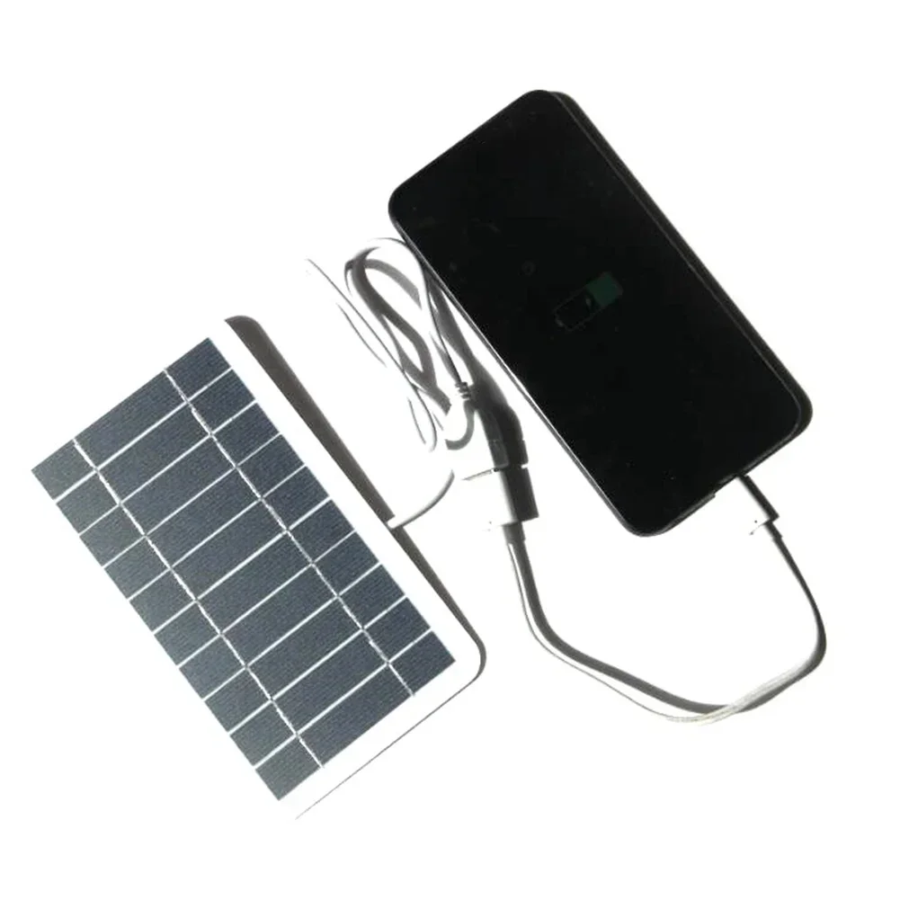 5V 5W Portable Solar Panel With USB Safe Charging Stabilizer Battery Charger  Outdoor Hiking Camping Solar Charging Panel