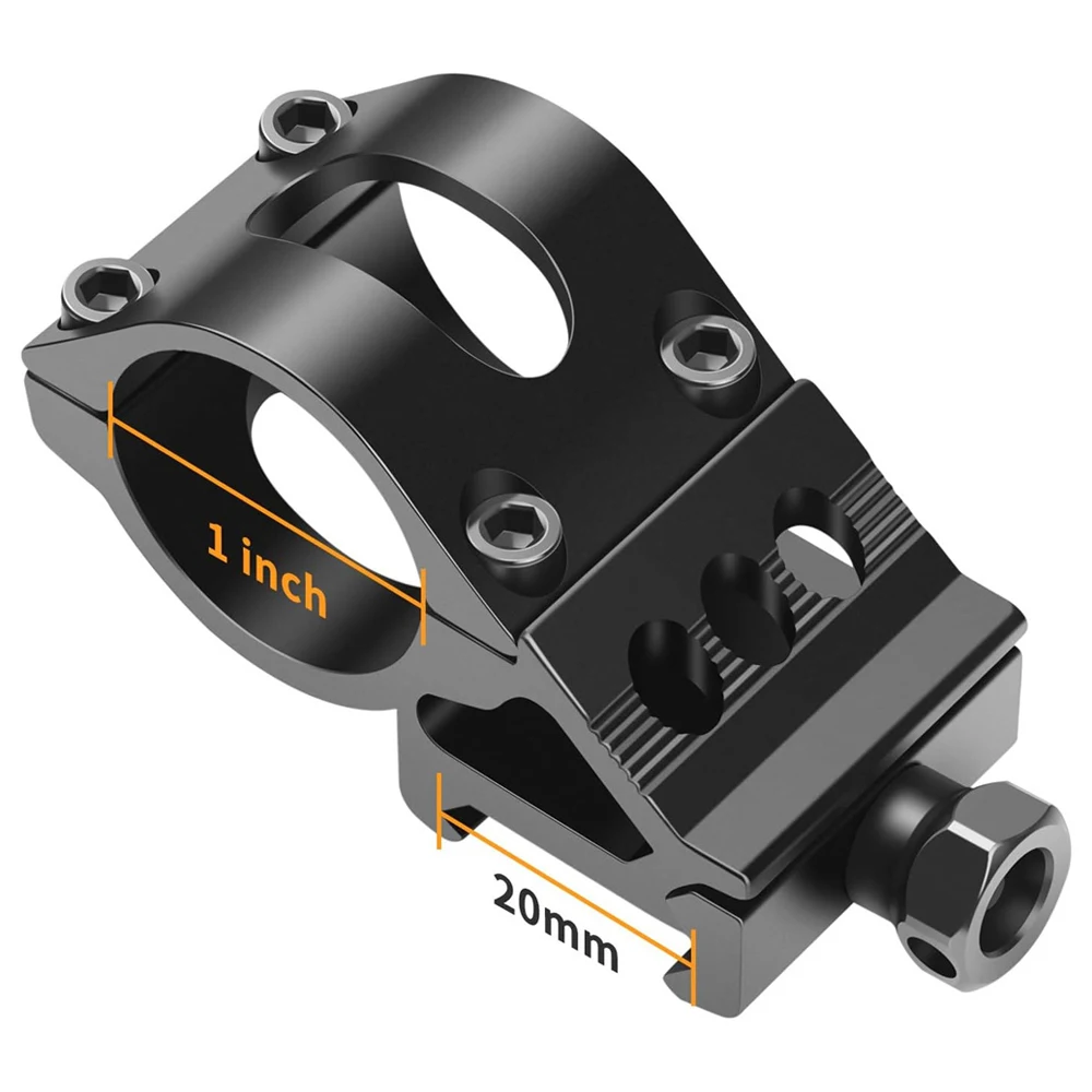 Adaptador Picatinny Offset para miras 25,4mm/30mm y linterna – Riel 20mm - imagen 2