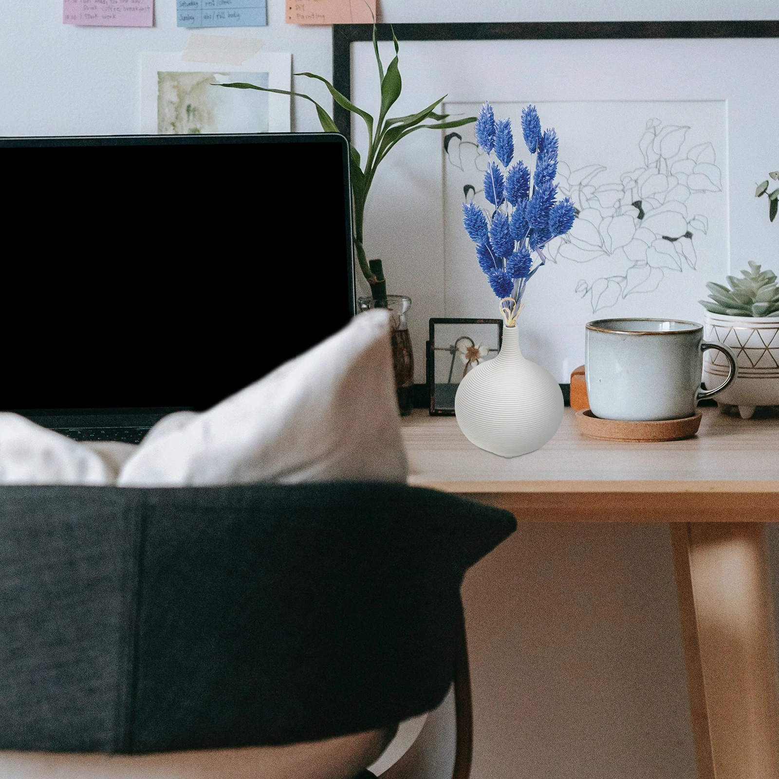 

Retro Ceramic Vase Striped Design Flower Arrangement Vase for Home Decor Desktop Dried Flower Holder Modern Simple Artist