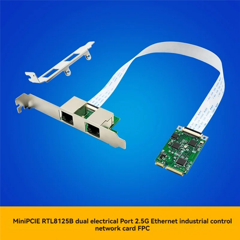 

A53Q-Minipcie Dual RJ45 Port 2.5G Gigabit Ethernet Network Card 2.5G/1000/100/10Mbps RTL8125B Industrial Control Network Card