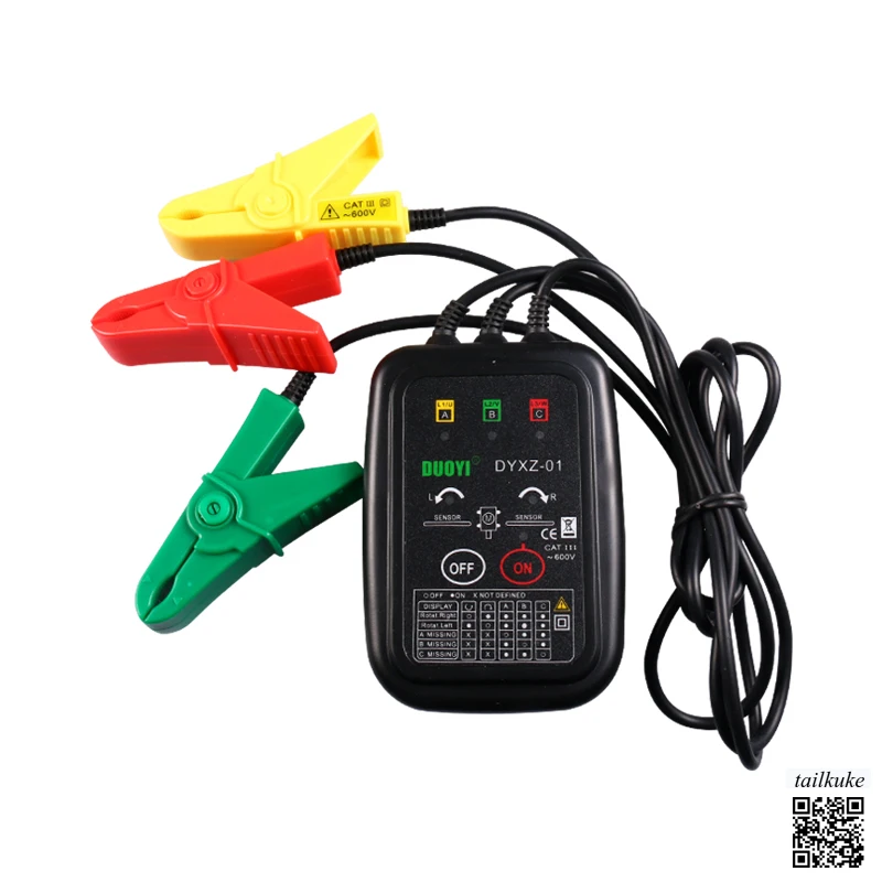 Probador de secuencia de fase Medidor de secuencia de fase sin contacto Detección de dirección de motor trifásico DYXZ01