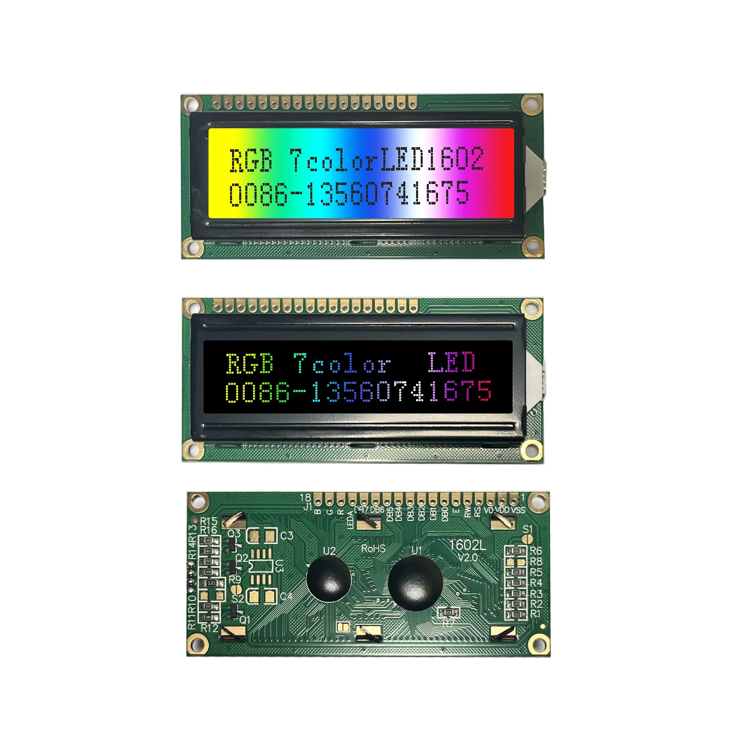 16x2 1602 LCD Display 7 color RGB backlight  black LCD LC162E  1602L  Charactor