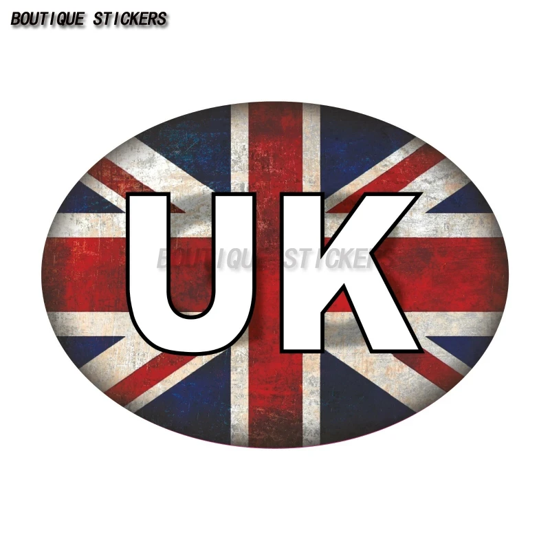 

UK Car Stickers Union Jack Grunge Flag Oval Self-Adhesive Vinyl Car Van Lorry