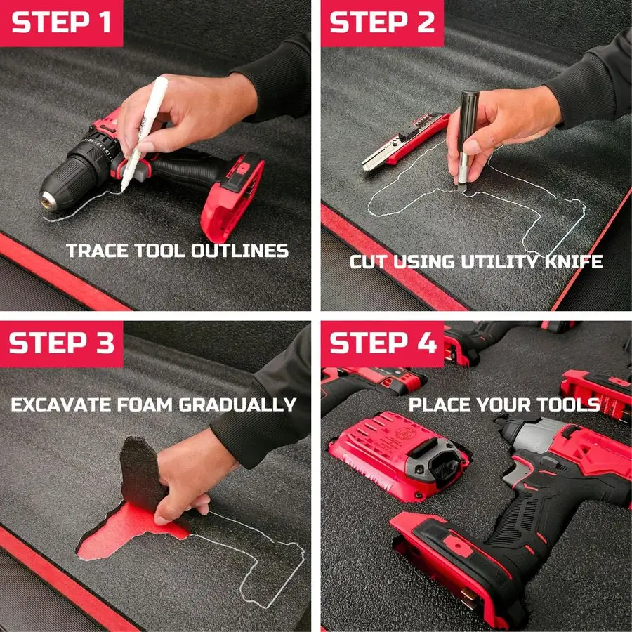 Tool Box Foam 3Pack 20x16x2 inch, Foam Inserts for Cases, Polyethylene Storage Sheets for Toolbox Hard Case, Tool Shadow Insert,