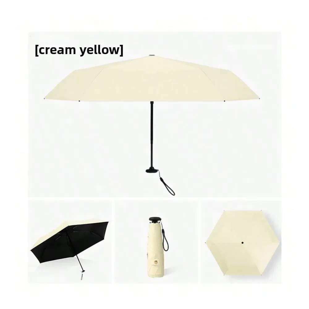 

FiveFold Manual Sun Umbrella With Black Coating, UV Protection Mini Portable Parasol For Women, Compact Folding Travel Umbrella