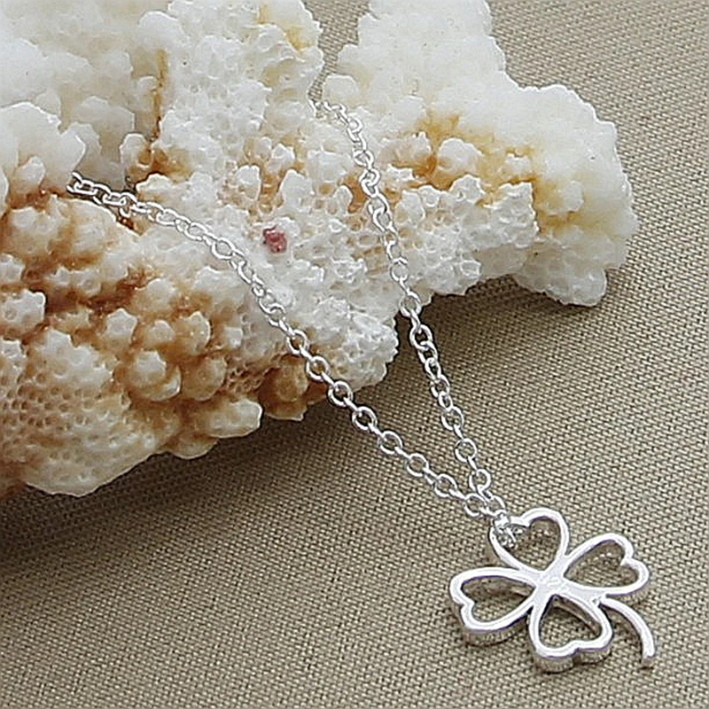 925 Sterling Silver Heart Leaf Clover Pendant Necklace For Women 18-30 Inch Chain Popular Charm Jewelry Girl Cute Accessories