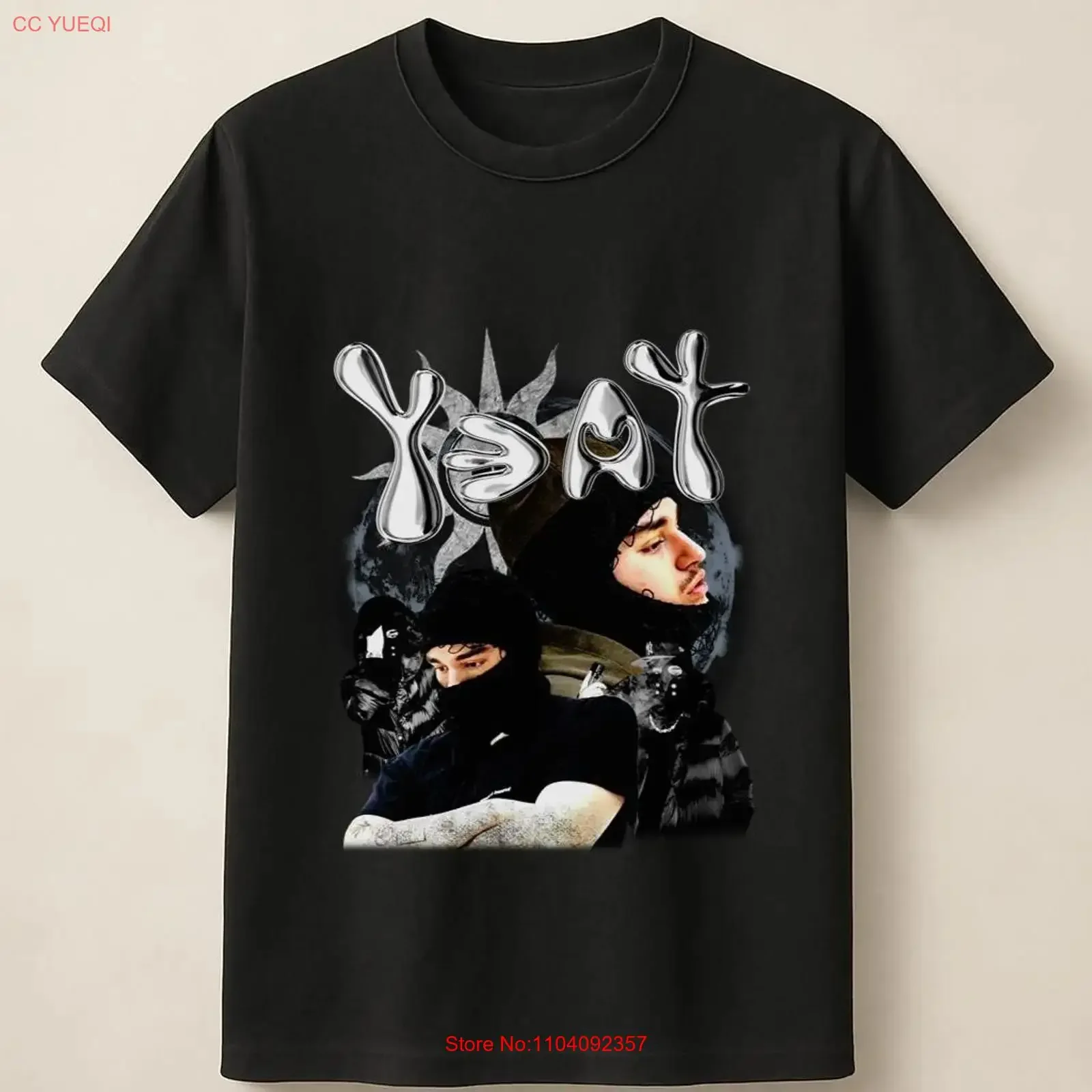 Yeat Chrome Text T Shirt with Rap Collage Art  vintage Washed Stylish Slightly Soft Casual Unisex Breathable designer clothes