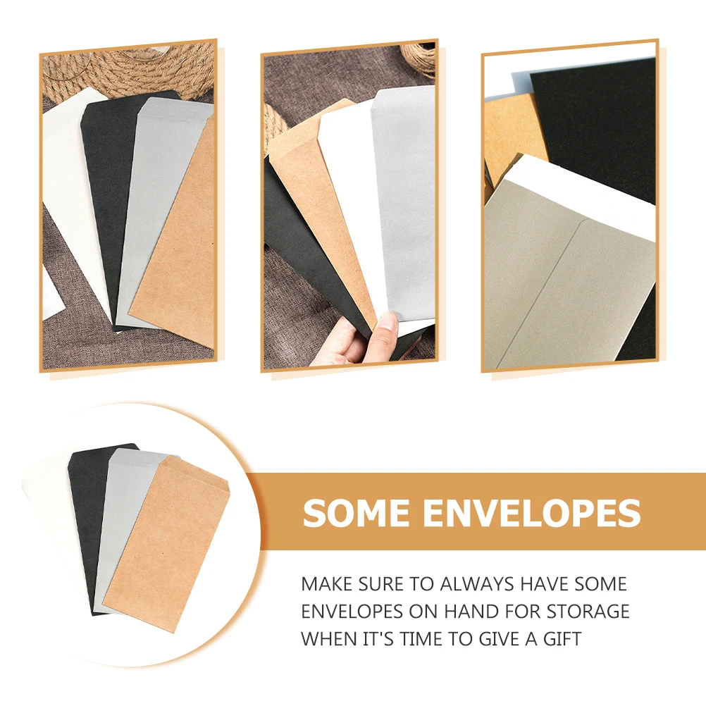 

40pcs Kraft Paper Envelopes Empty File Document Bags Smooth Writing Portable Storage For Wedding Baby Shower Gift Cards