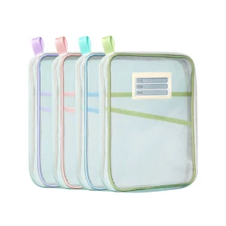 L-Type Double Zipper Large Capacity Books Homework Organizer A4 File Folders Student Stationery Transparent Storage Bag