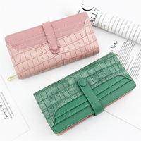 Long Purse Clasp Close Anti Stolen Faux Crocodile Leather For Men Woman Pocket Bag Big Capacity Card Holder Fastener Wallet