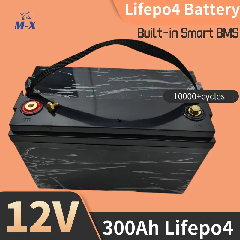 

12 В 300 Ач LiFePO4 Батарея BMS Литиевые аккумуляторы 10000 циклов для кемперов RV 12,8 В Гольф-кар Внедорожный внедорожный солнечный ветер