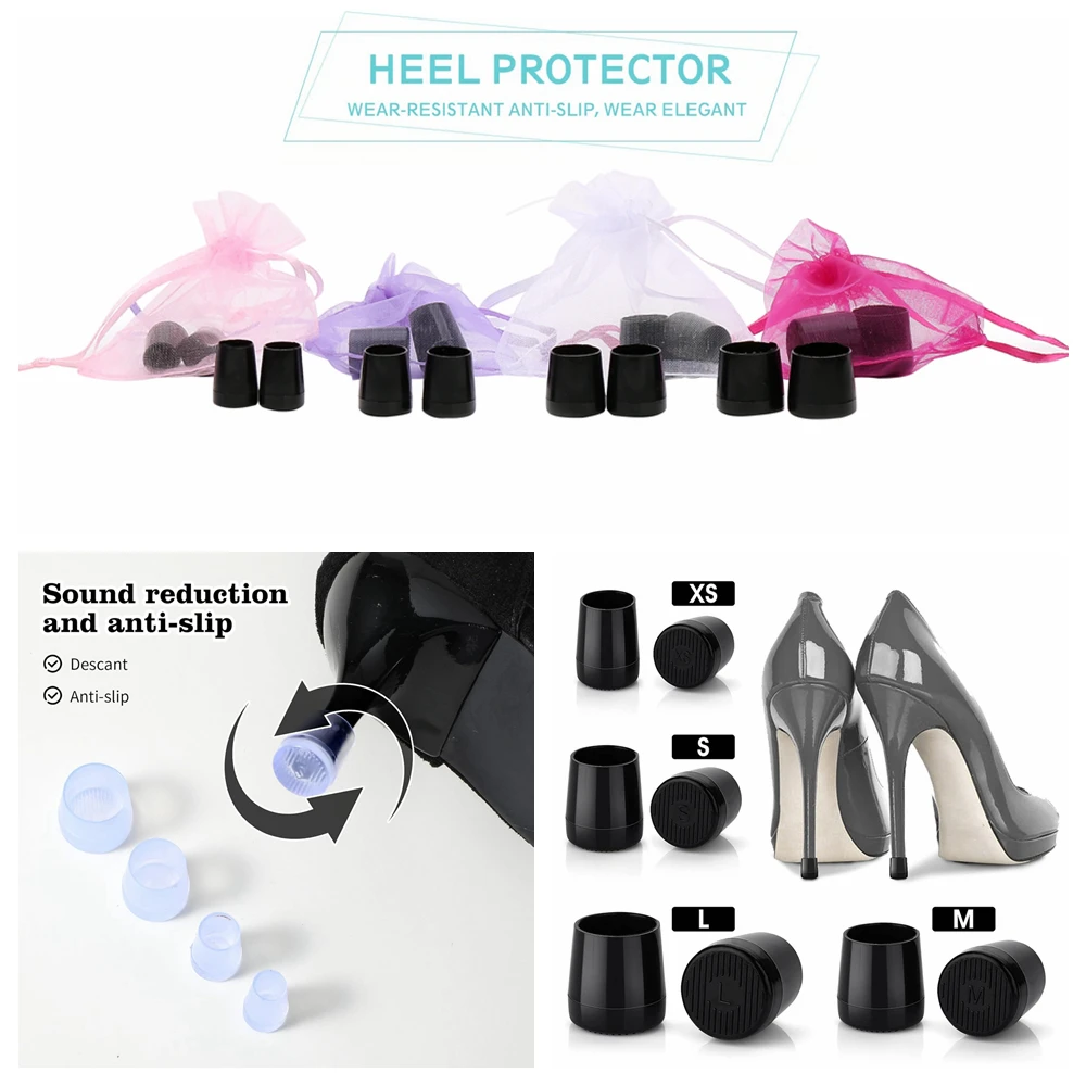 

48 Pairs (XS,S,M,L) Silicone Heel Protectors Antislip High Heeler Heel Stoppers Latin Dancing Shoes Covers For Wedding And Party