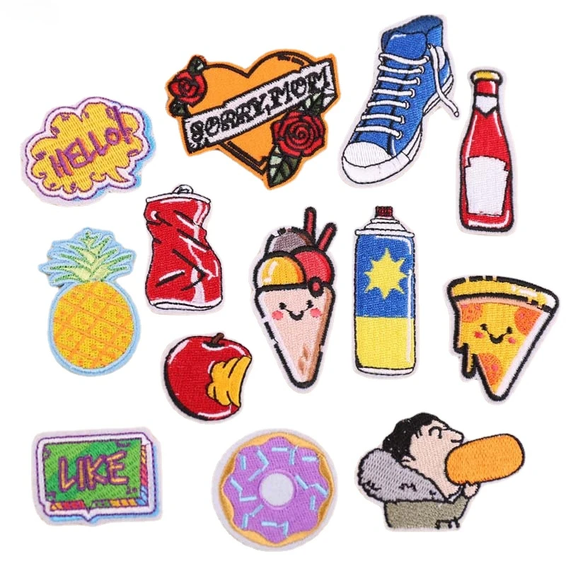 50pcs/Lot Luxury Anime Embroidery Patch Love Cloud Sneaker Ice Cream Donuts Shirt Clothing Decoration Accessory Craft Applique