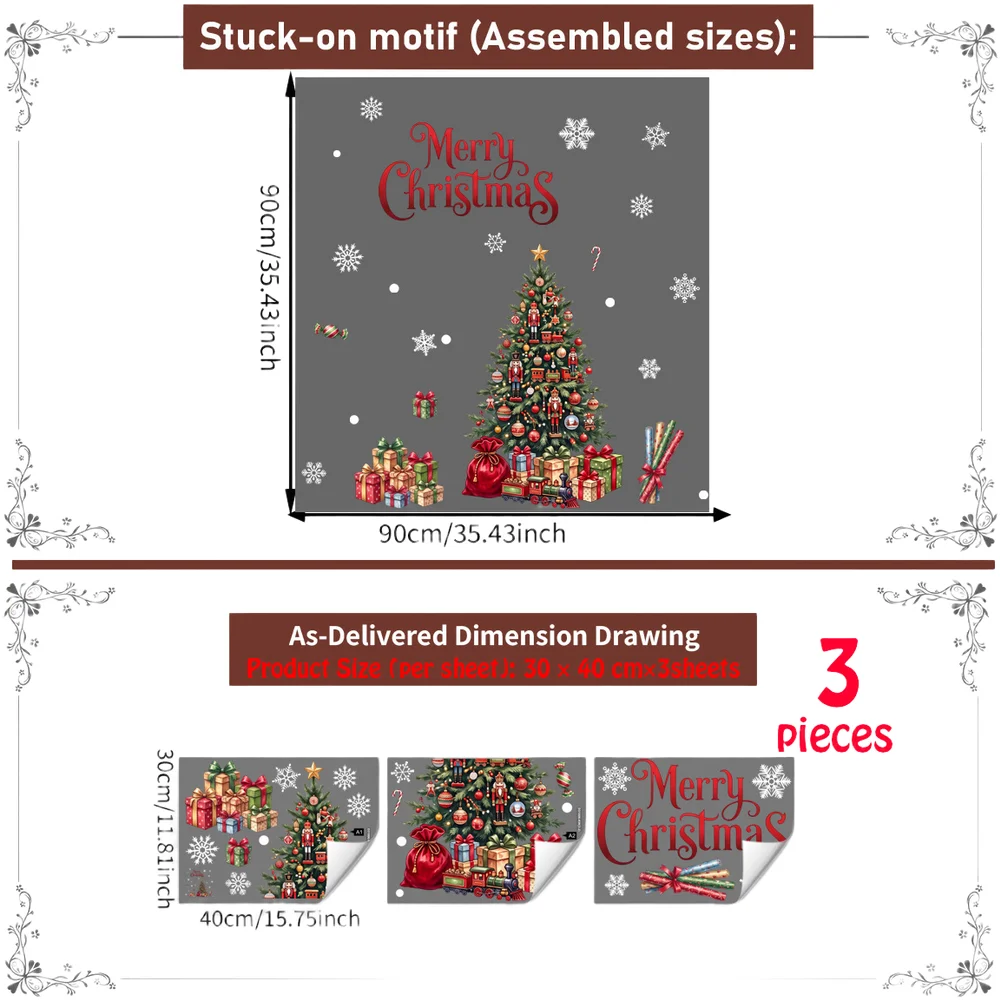 New Christmas Clings Snowflake Tree Electrostatic Stickers PVC No-Residue Removable Window Decals Xmas Home Party Glass Decor