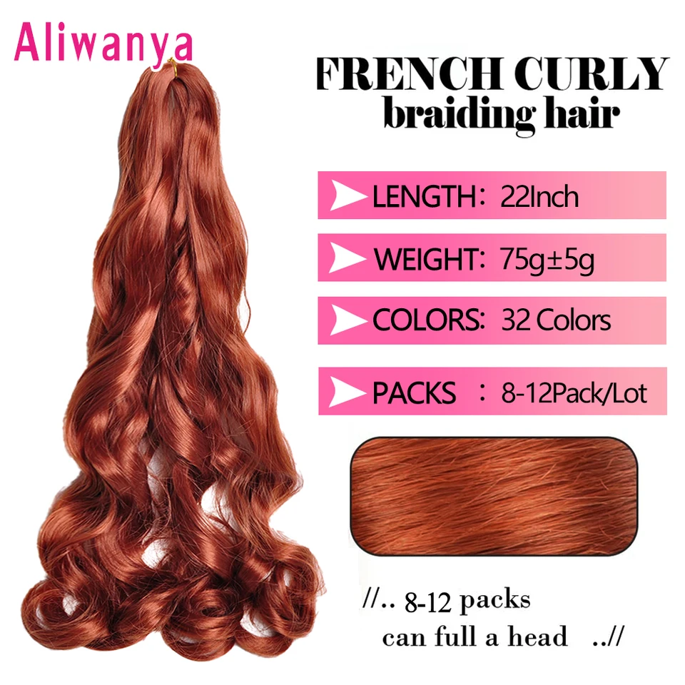 Extensiones de cabello para trenzas French Curls, rizos españoles, onda suelta, rizos en espiral, alta temperatura para mujeres negras 5