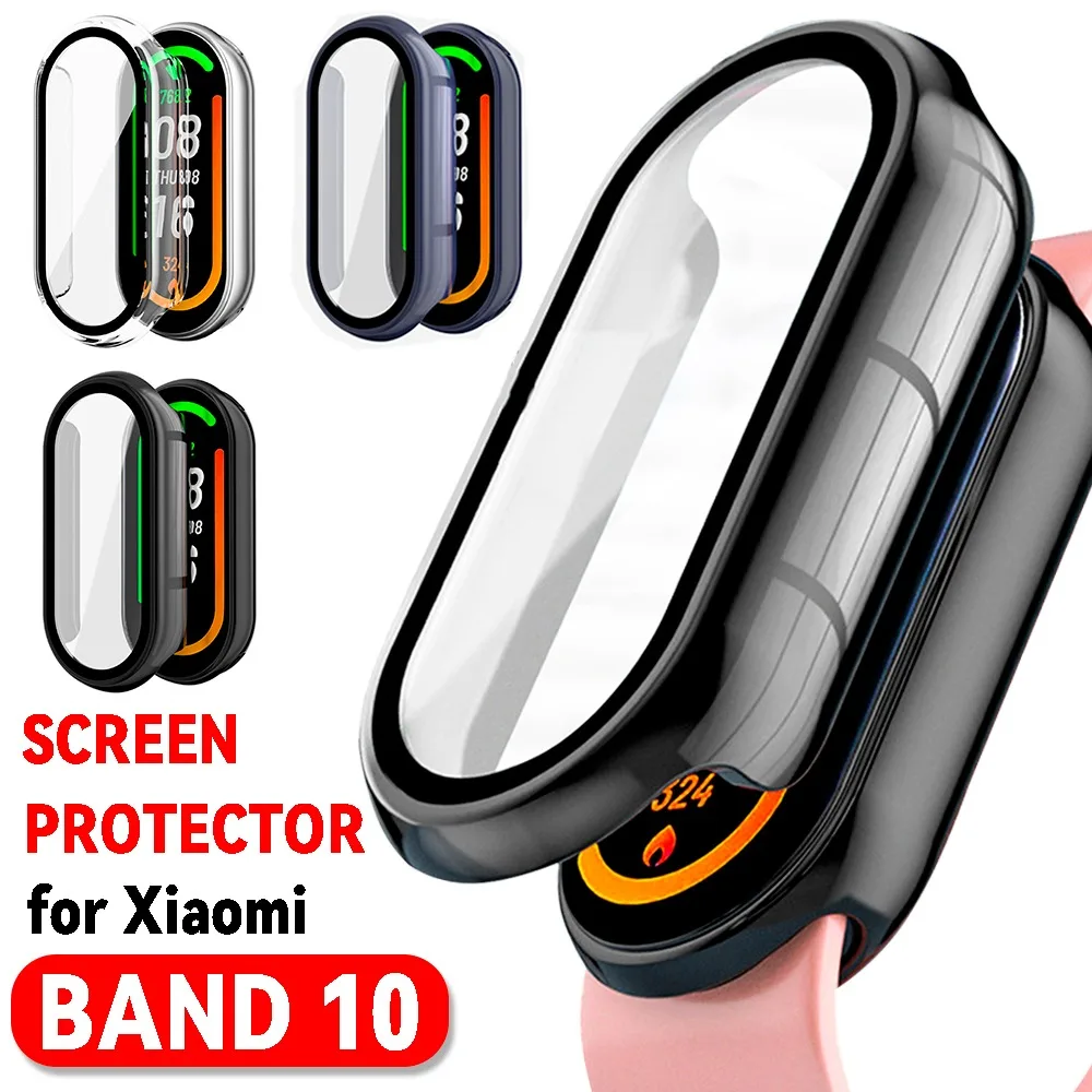 Tempered Glass Screen Protectors for Xiaomi Mi Band 10 HD Anti-scratch Protective Film Hard PC Bumper Cover for Mi Band 10 Case