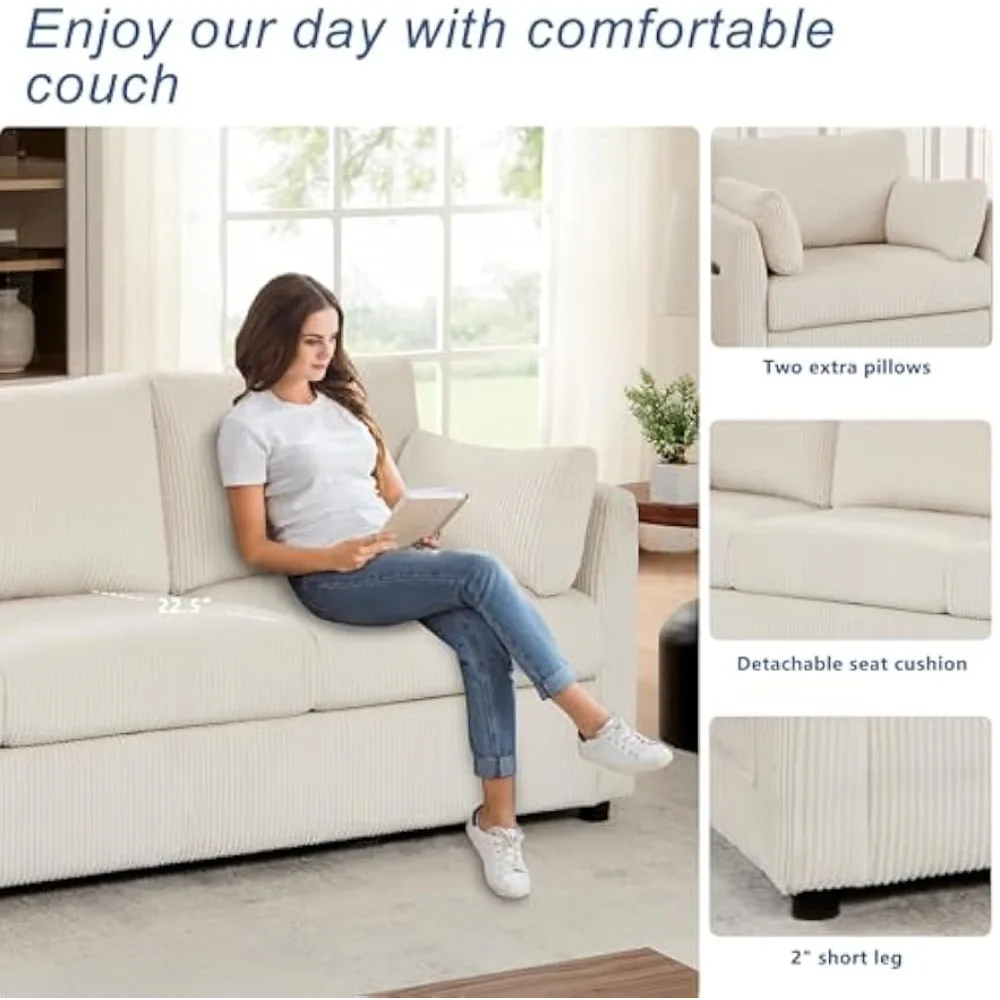 كراسي غرفة المعيشة الحديثة المصنوعة من قماش سروال قصير، وأريكة كرسي القراءة للشقة والمساحات الصغيرة. (بيج، كرسي) #5