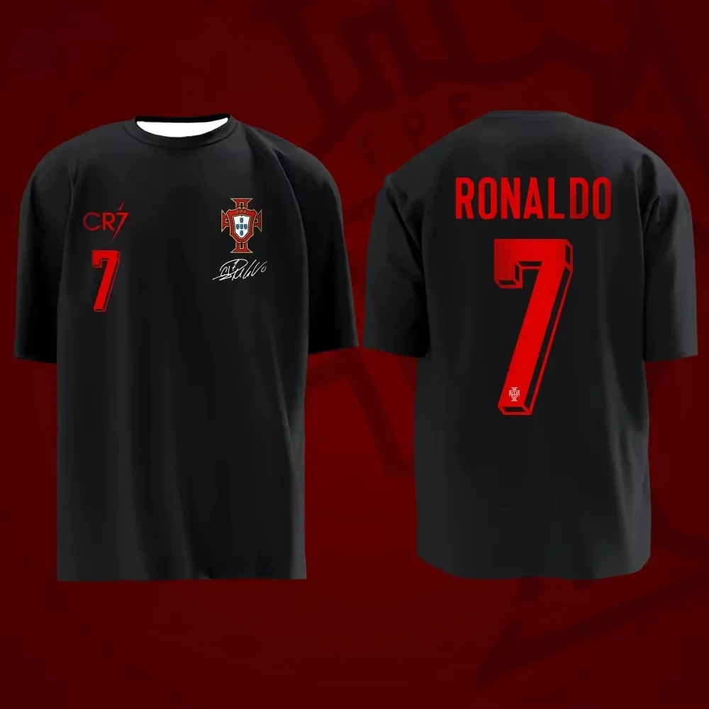 Casual Women's Wear Tee Portugal C Ronaldo CR7 Short Sleeved Breathable T-shirt Loose Large Size Tshirt No. 7 Riyadh Jersey Tops