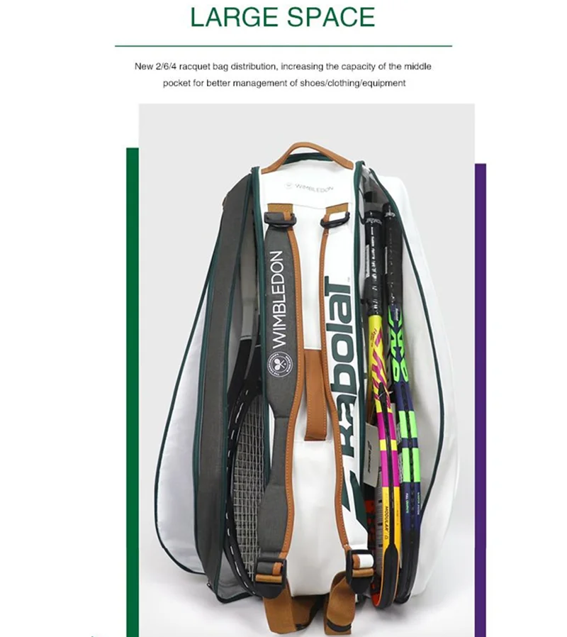 Original Babolat Tennis Bag Wimbledon RAFA RH12 Tennis Racket Bag Shoe Compartment Tennis Backpack Male Female raqueteira Tenis