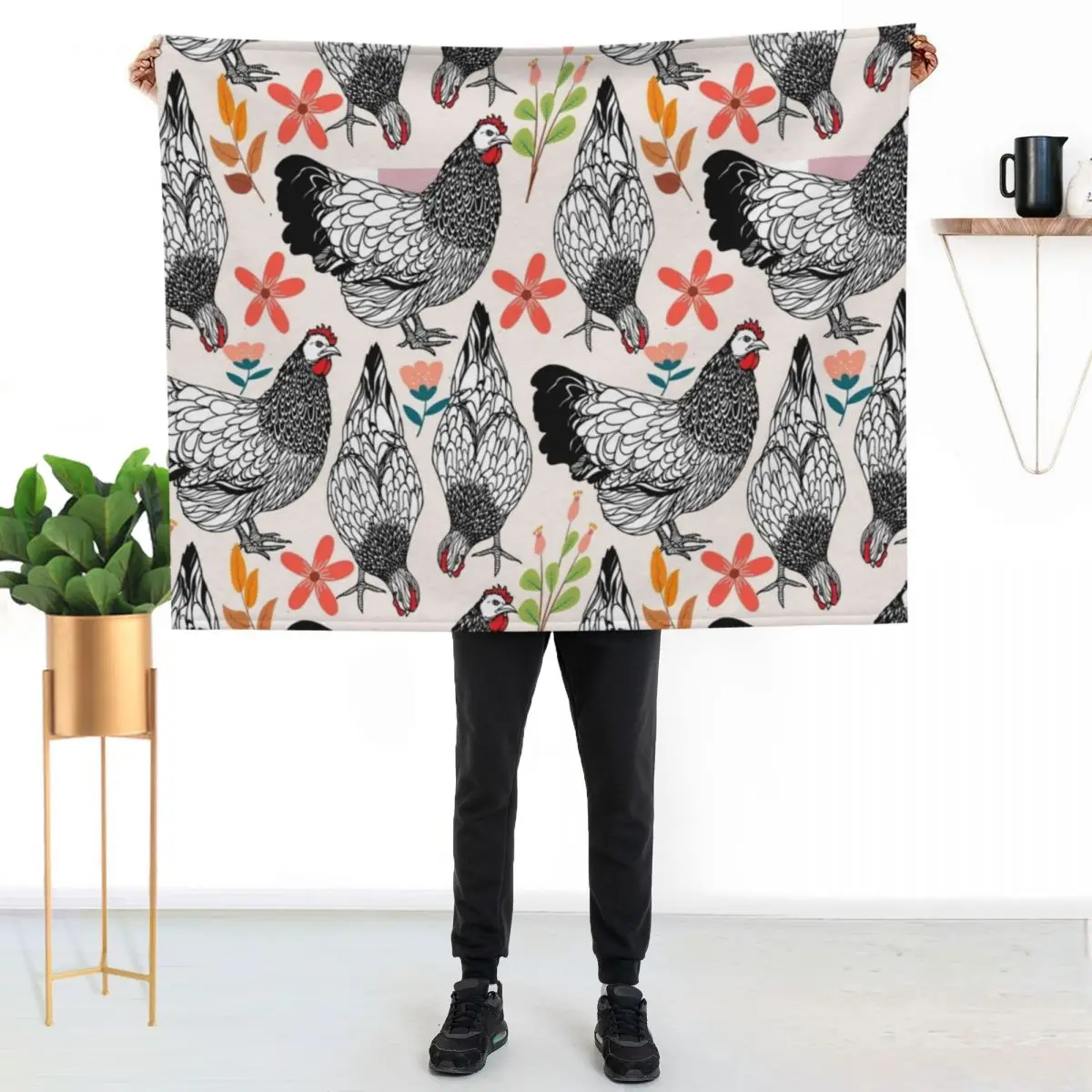 chicken pattern Throw Blanket Furry Camping Summer Decorative Sofas Beach Designers Blankets