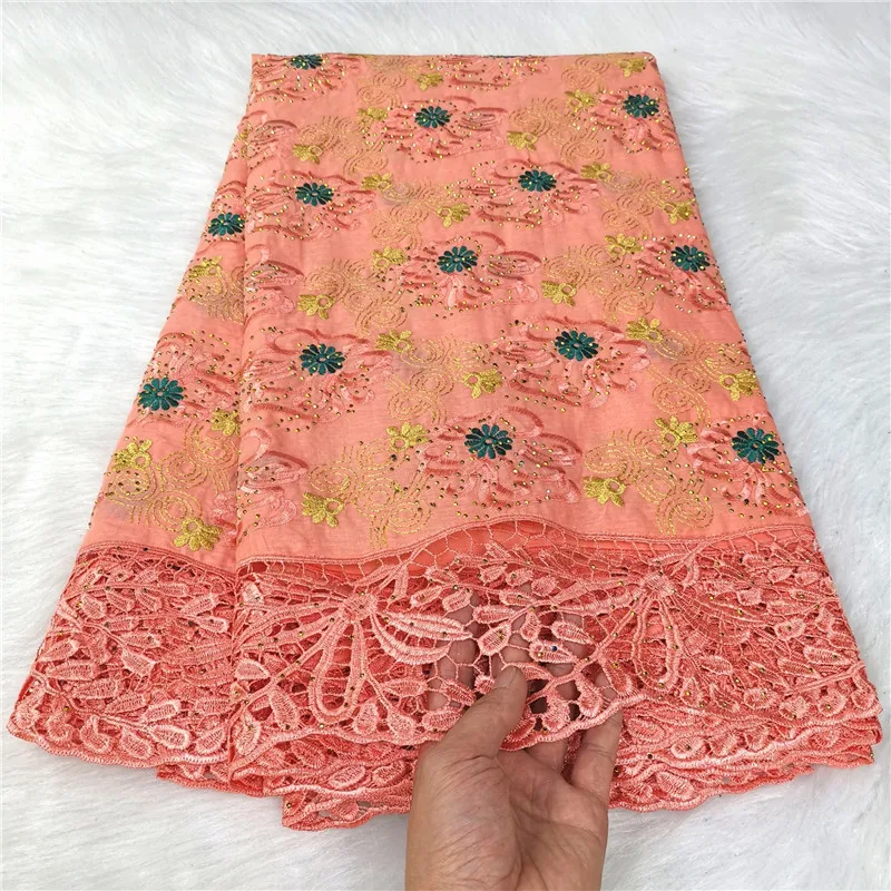 

Peach African Cotton Lace Fabric, Floral Embroidery, Swiss Voile, Nigerian Dry Lace, DIY Party Dress, High Quality, 2023