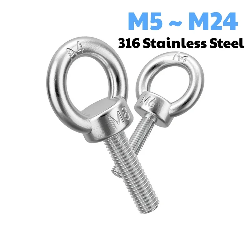 316 Stainless Steel for Rigging and Lifting Applications Ring Round Eye Screw Welded Ring Eye Bolt M5 ~ M24