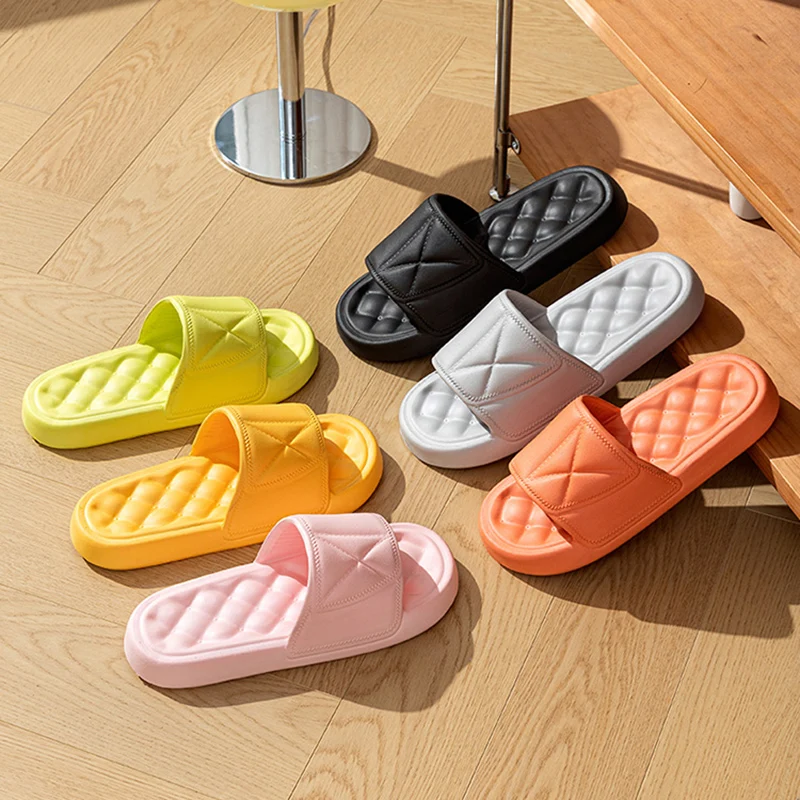 Soft Cloud EVA Thick Bottom Indoor Slippers Women Summer 2026 Couple Non Slip Bedroom Slippers Plus Size Woman's Comfort Slides