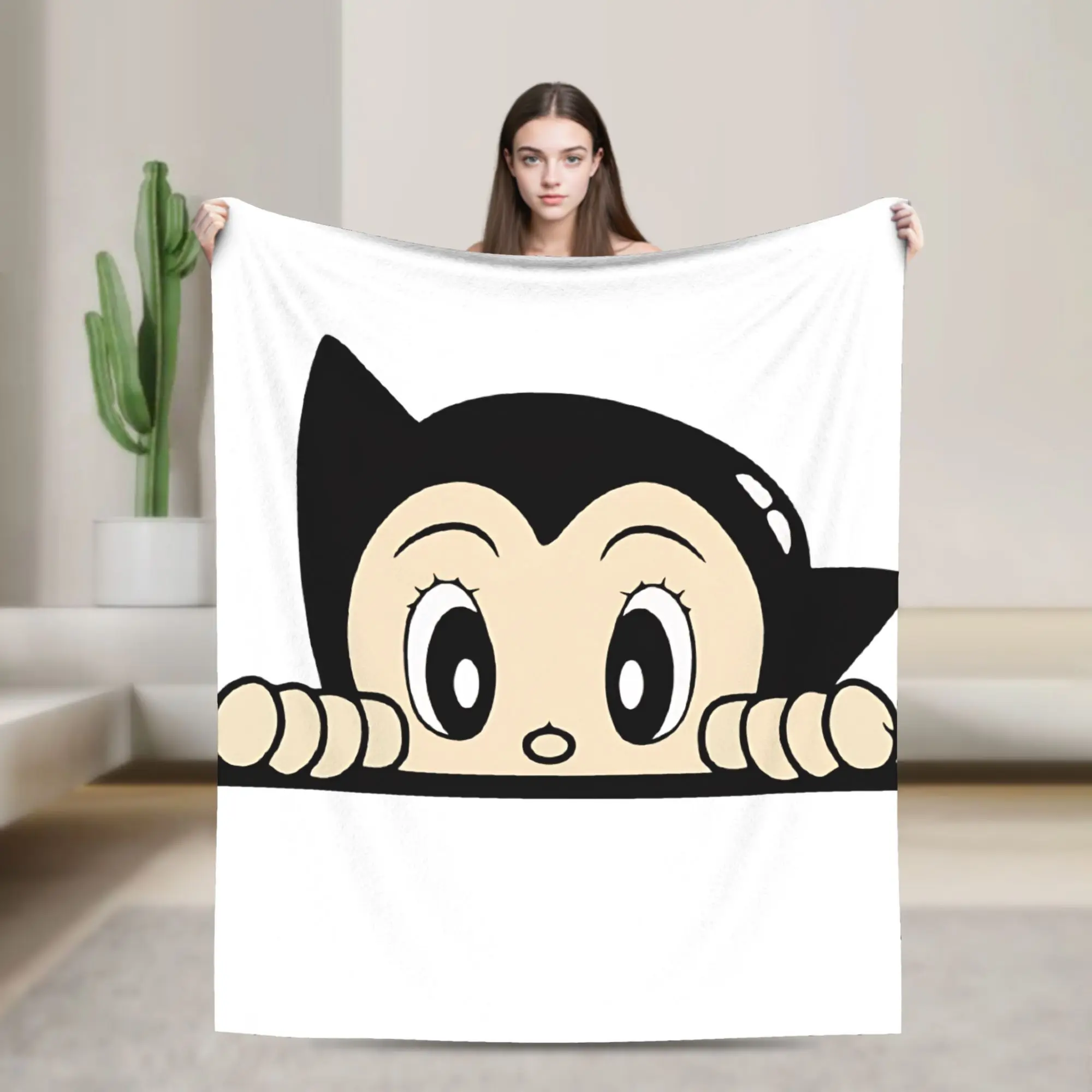 Astro Boy Peeker Anime Flannel Throw Blanket Astroboy Blankets for Home Car Super Soft Plush Thin Quilt