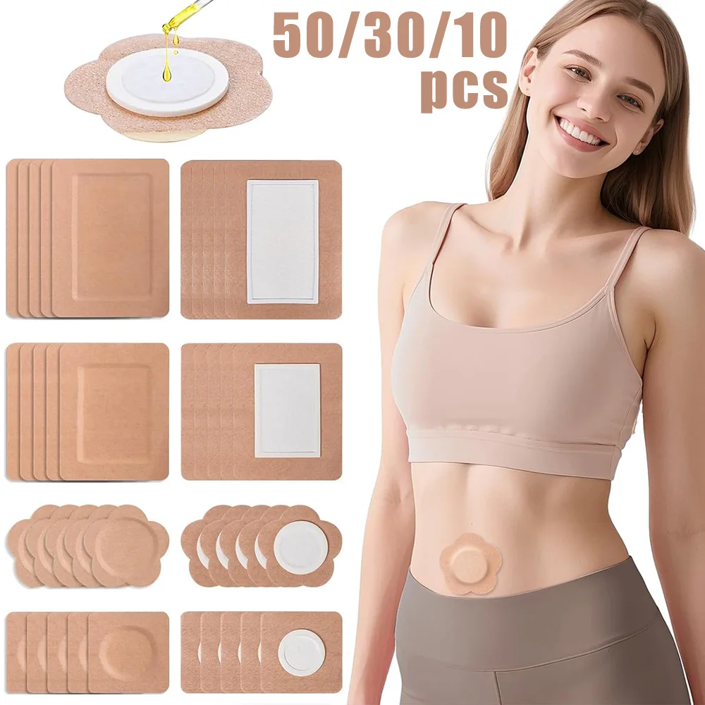 50/30/10 Blatt Rizinusöl-Packung, Einweg-Wickelpads, selbstklebende, saugfähige Bauchabdeckungspflaster, Anti-Leckage, kein Waschen nötig
