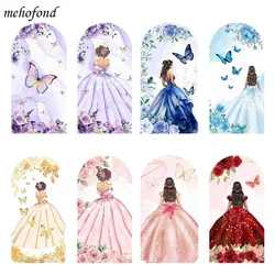 Mehofond Custom 2-Sided Quinceanera Princess Dress Sweet 15th Birthday Party Baby Shower Covers Chiara Arch Decor Backdrop Photo