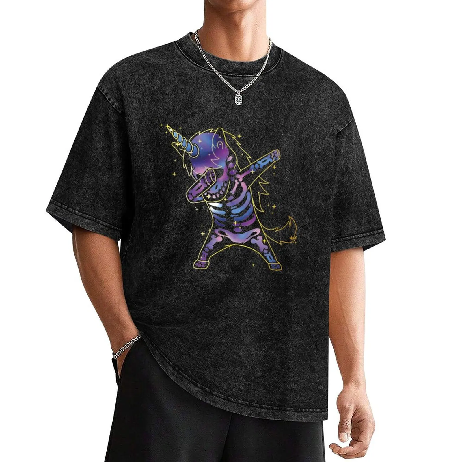 (Dap Pose) X Ray Magical Dabbing Unicorn - Galaxy/Space/Universe Type T-Shirt quick drying plus size men clothing