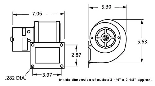 A166 Centrifugal Blower with Sleeve Bearing, 3,200 rpm, 115V, 50/60Hz, 1.4 amps