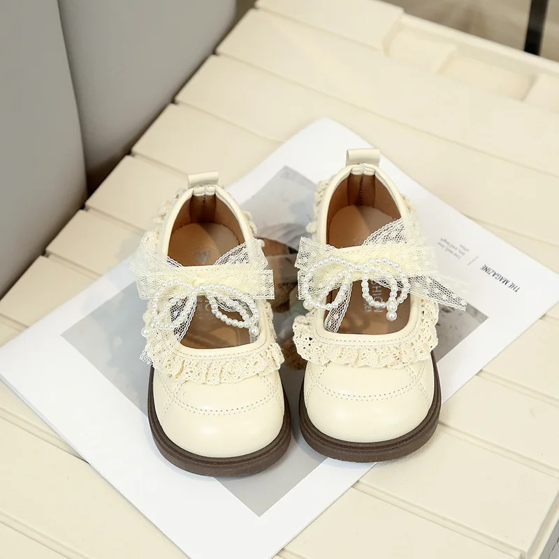 Girls Small Leather Shoes Size 21-31 Soft Bottom Leather Children's Single Shoes Beige Fashion Versatile Children's Baby Shoes view 6