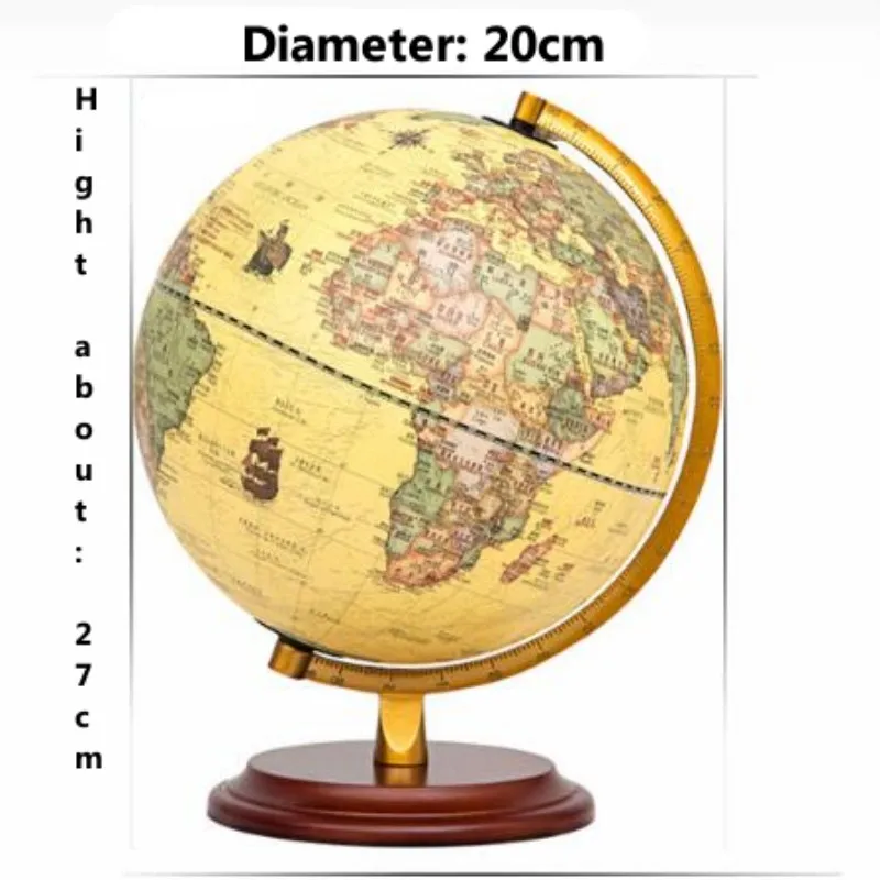 Bol Diameter 20Cm Engelse & Chinese Wereld Globe Hd Gedrukt Led Lamp Klassieke Bol Redwood Basis Abs 360 ° Woonkamer Ambachten